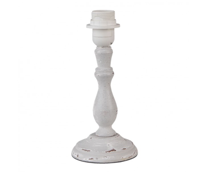 Krémová dřevěná základna ke stolní lampě s patinou - 11*11*24 cm