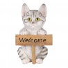 Dekorativní soška kočky s cedulkou Welcome - 12*9*19 cm