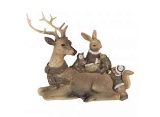 Vánoční dekorativní soška s jelenem a zvířátky - 20*11*16 cm