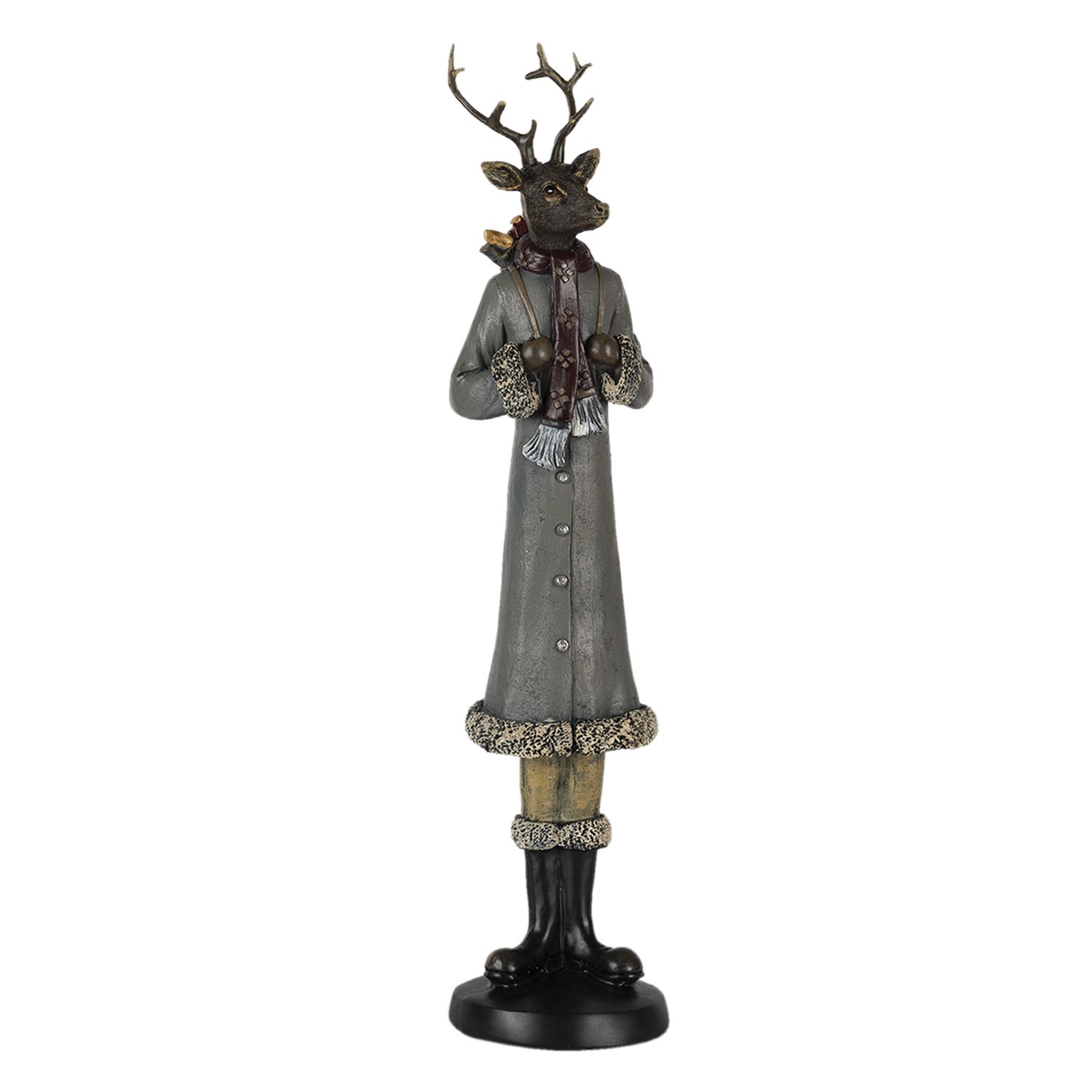 Vánoční dekorativní soška jelena v zimním kabátu - 9*8*36 cm 6PR4619