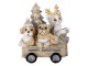Vánoční dekorativní soška s pejskama a kočičkou ve vozíku - 9*7*11 cm