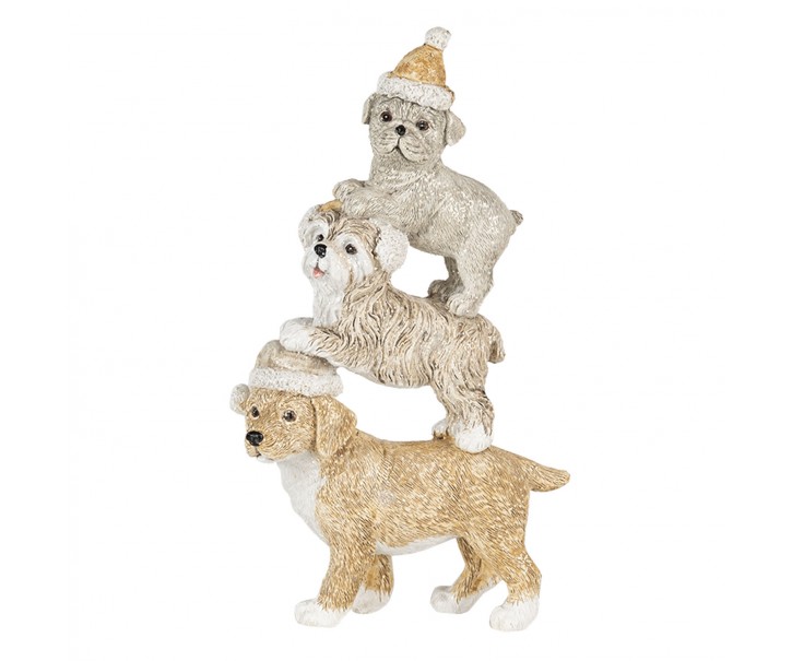 Vánoční dekorativní soška psů s čepicemi - 10*4*18 cm