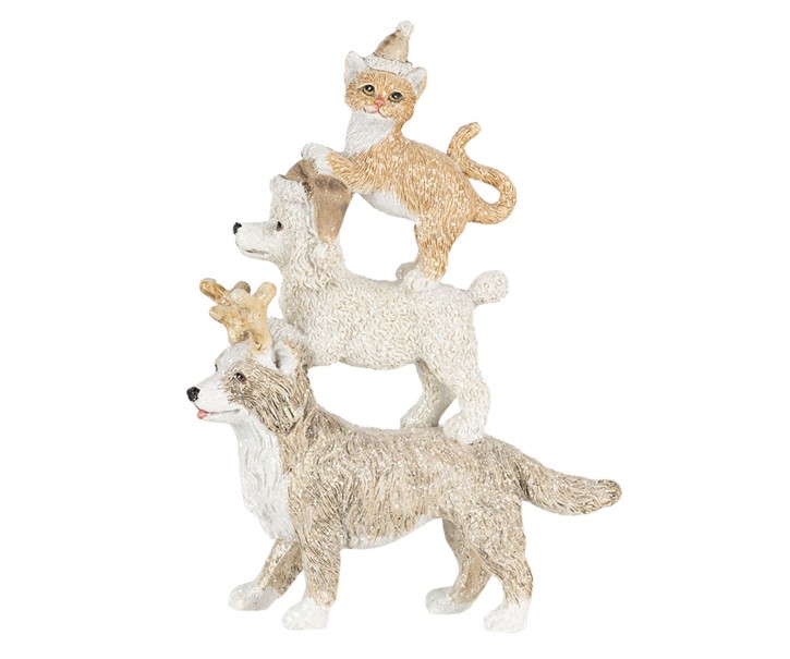 Vánoční dekorativní soška zvířátek s čepicemi - 12*4*17 cm