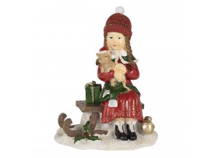 Vánoční dekorativní soška holčičky na saních - 14*9*17 cm