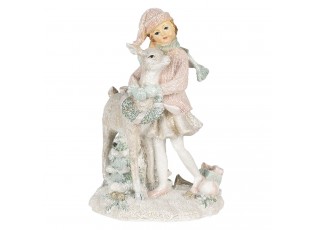 Vánoční dekorativní soška holčičky s laní - 13*10*20 cm