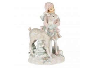 Vánoční dekorativní soška holčičky s laní - 13*10*20 cm