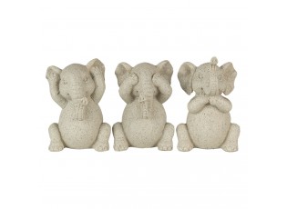 Dekorativní béžové sošky slonů - 19*6*10 cm