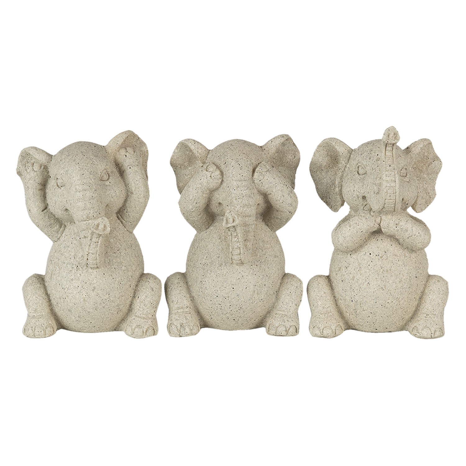 Dekorativní béžové sošky slonů - 19*6*10 cm Clayre & Eef