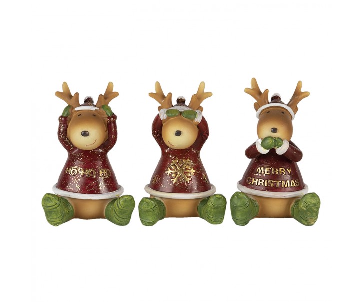 Vánoční dekorativní sošky sobů Merry Christmas (3ks) - 18*5*9 cm