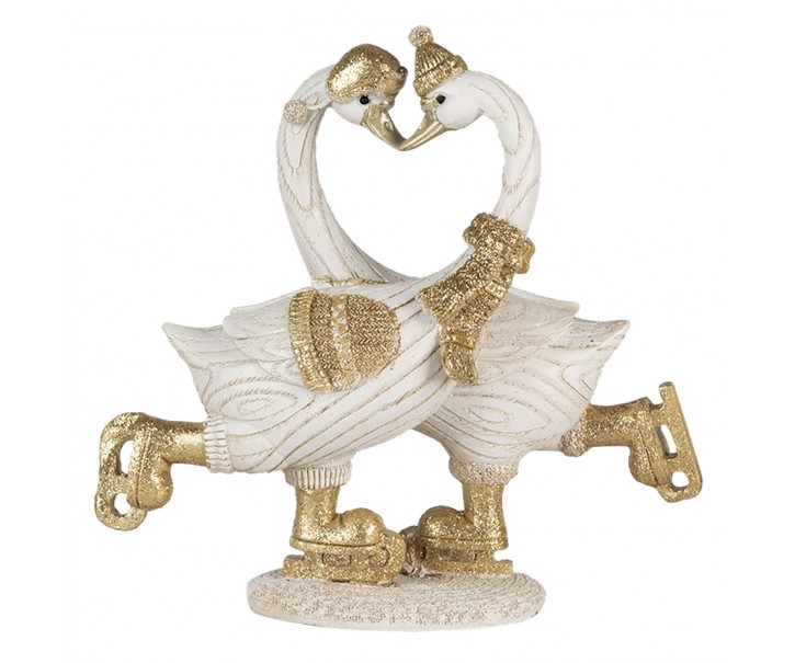 Vánoční dekorativní soška labutí v čepicích - 18*8*17 cm