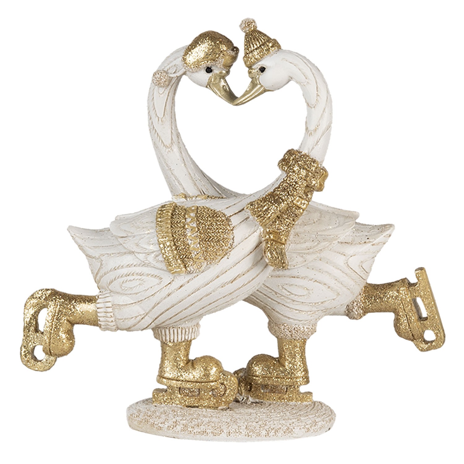 Vánoční dekorativní soška labutí v čepicích - 18*8*17 cm Clayre & Eef