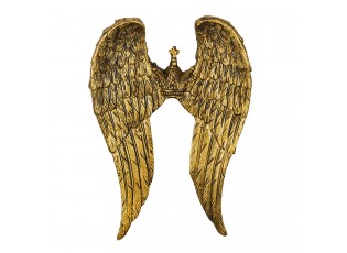 Zlatá dekorativní křídla spojená korunkou - 11*2*15 cm