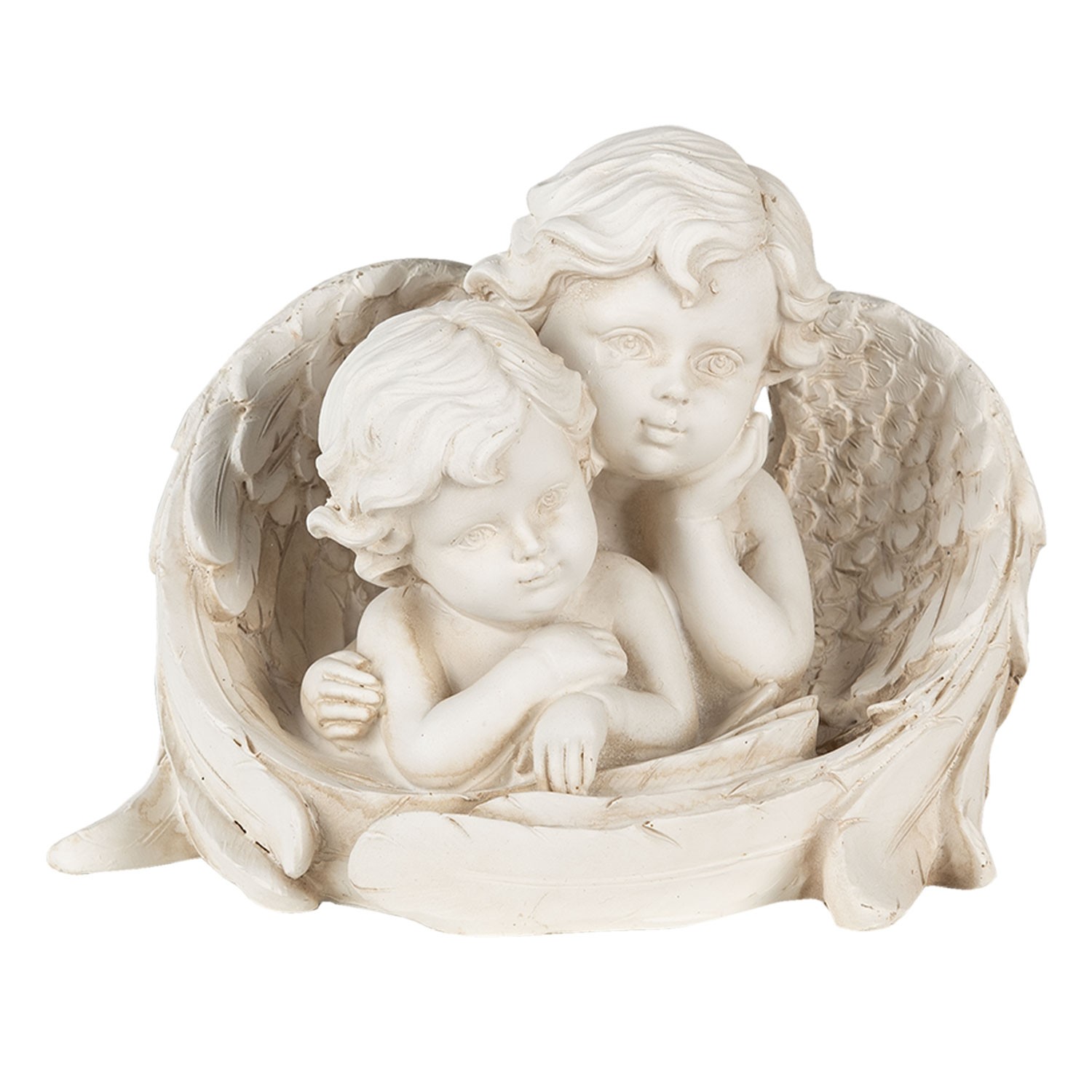 Bílá dekorativní soška 2 andělů - 16*10*12 cm 6PR4707