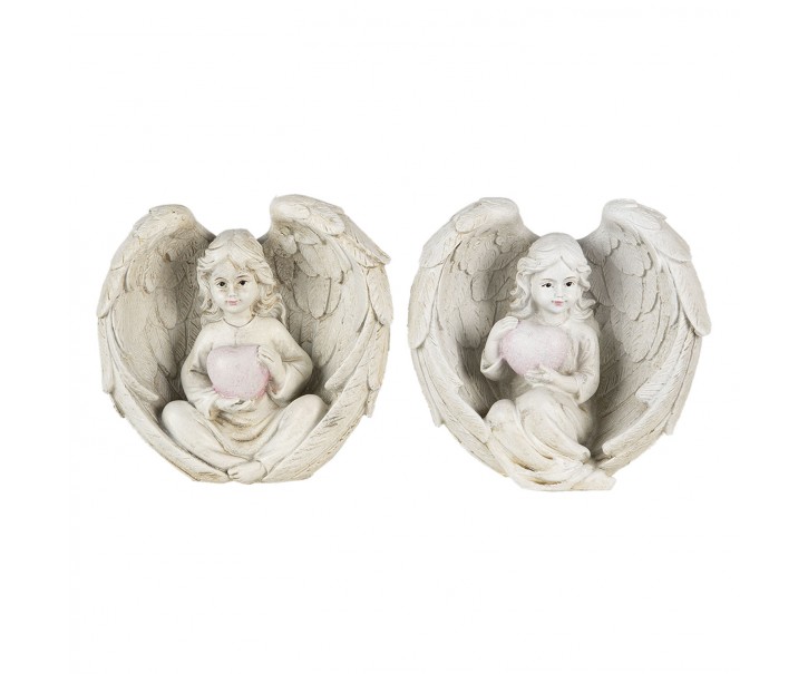Dekorativní sošky andílků se srdíčky (2 ks) - 10*6*10 cm
