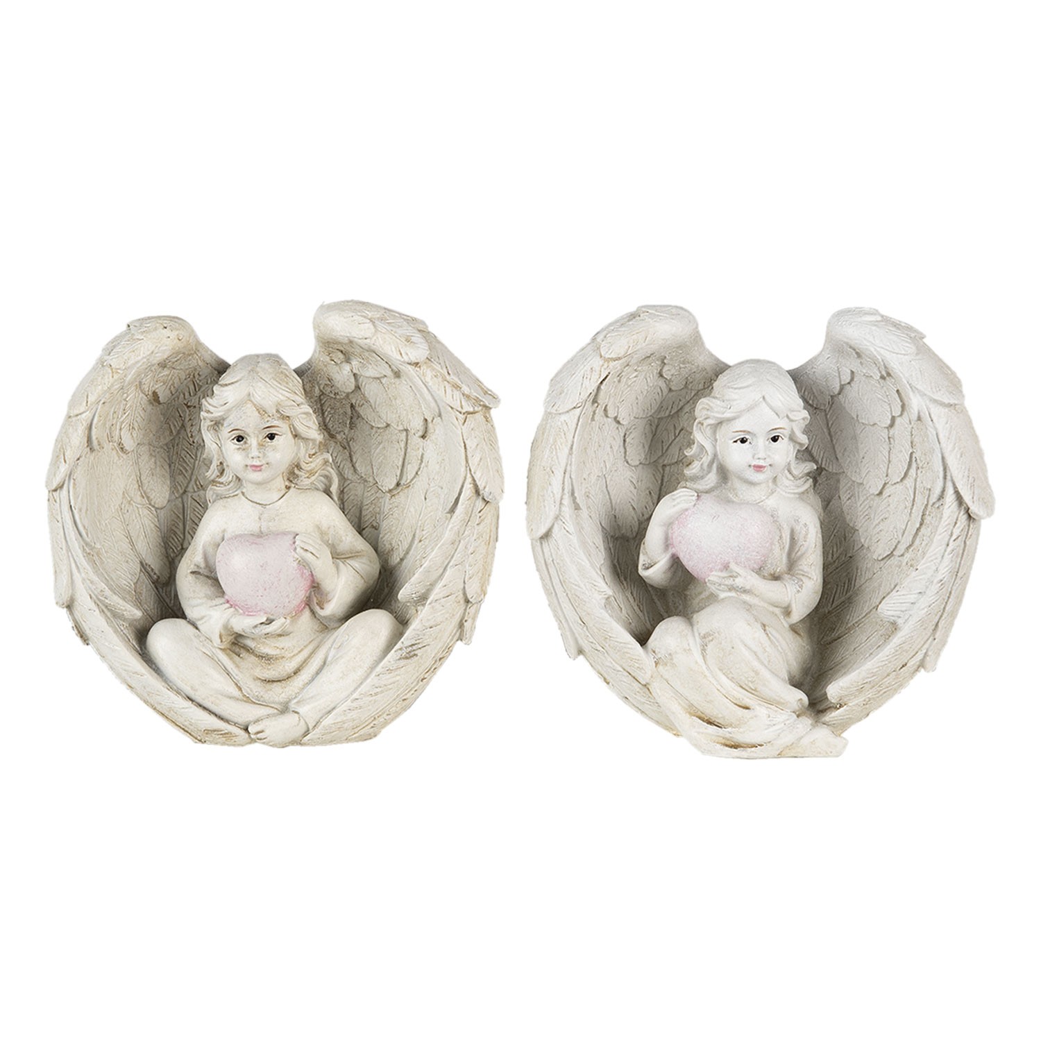 Dekorativní sošky andílků se srdíčky (2 ks) - 10*6*10 cm Clayre & Eef