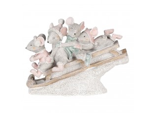 Vánoční dekorativní soška myšek na saních - 15*5*11 cm