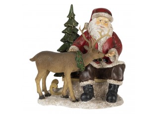 Vánoční dekorativní soška Santy s jelenem - 17*14*17 cm