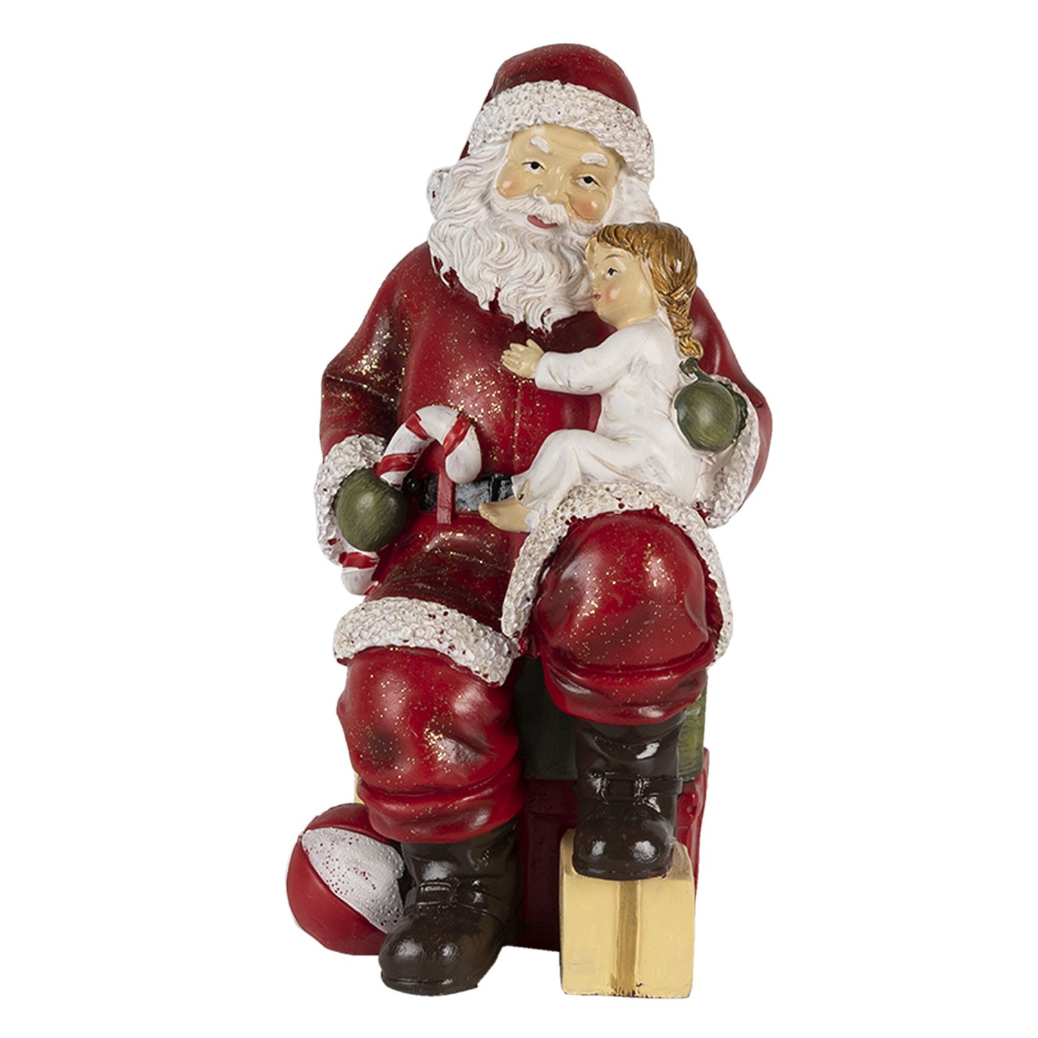 Levně Vánoční dekorativní soška Santy s dítětem - 9*9*18 cm 6PR4720