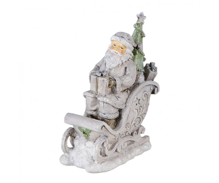 Vánoční dekorativní soška Santy na saních s dárkem - 10*6*13 cm