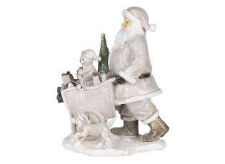 Vánoční dekorativní soška Santy s vozíkem s pejskem - 12*8*15 cm