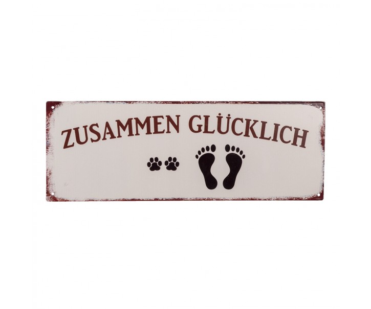 Nástěnná kovová cedule Zusammen Glücklich - 36*13 cm