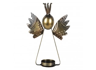 Kovový zlatý svícen Anděl s korunkou - 17*6*25 cm
