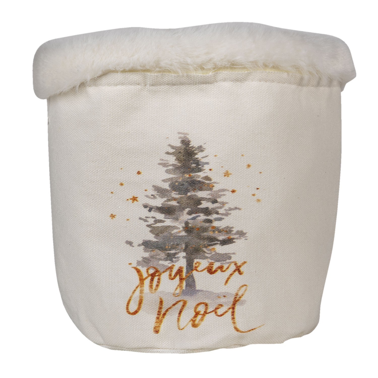 Látkový vánoční košík se stromkem - Ø 15*15 cm Clayre & Eef