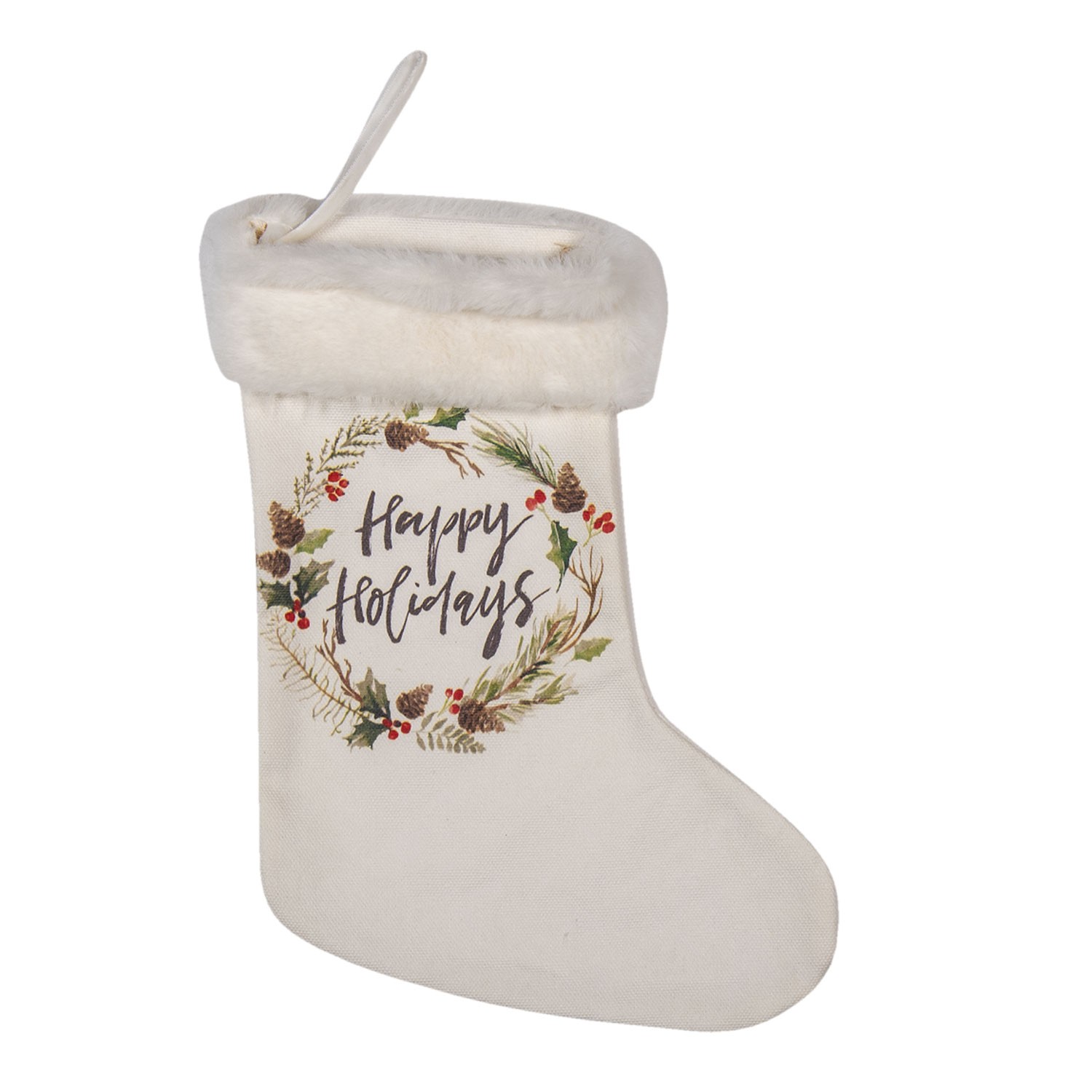 Vánoční dekorativní punčocha Happy Holidays - 21*1*28 cm Clayre & Eef