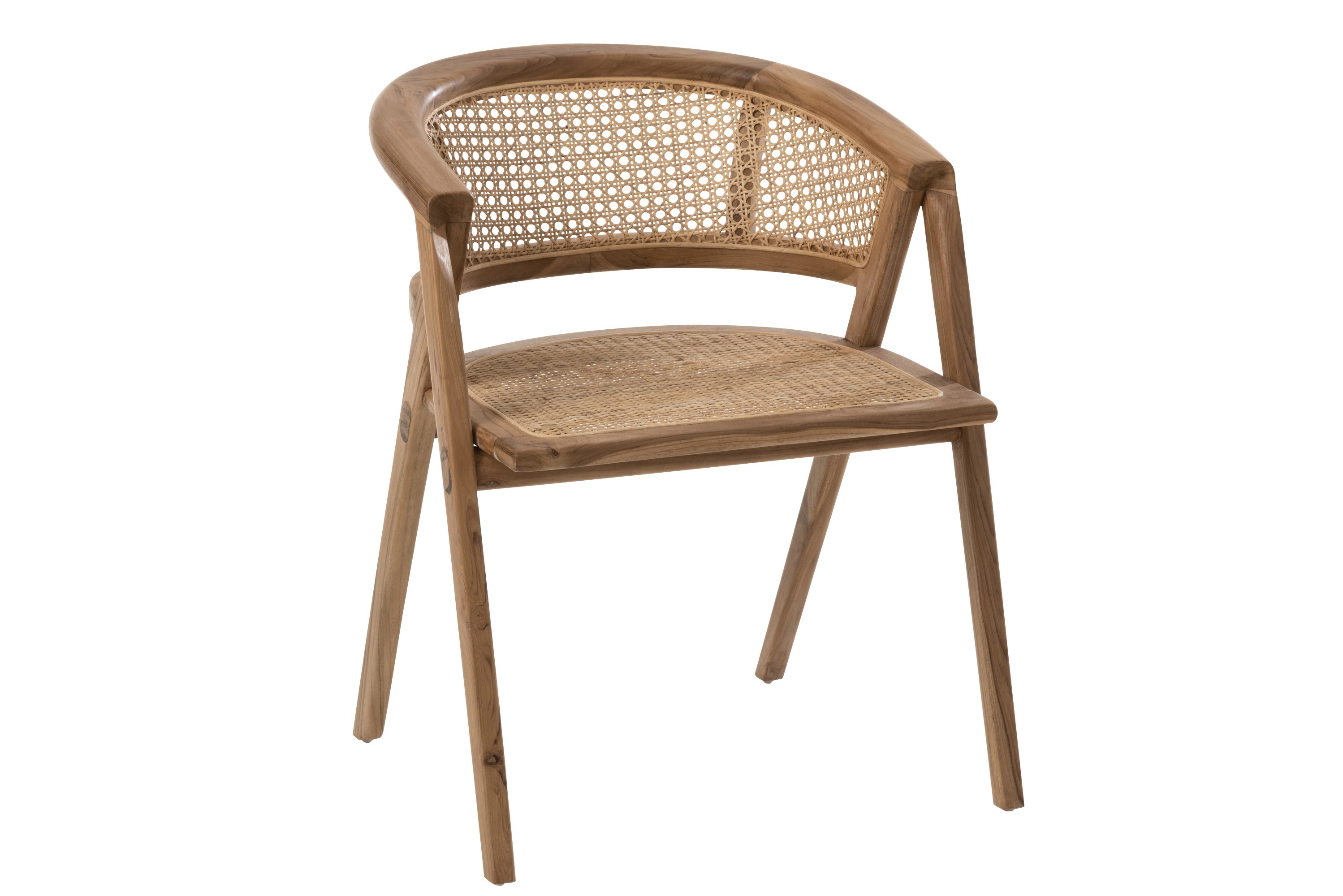 Levně Hnědá dřevěná židle Ani Teak s bambusovým výpletem - 59*59*73cm 11282