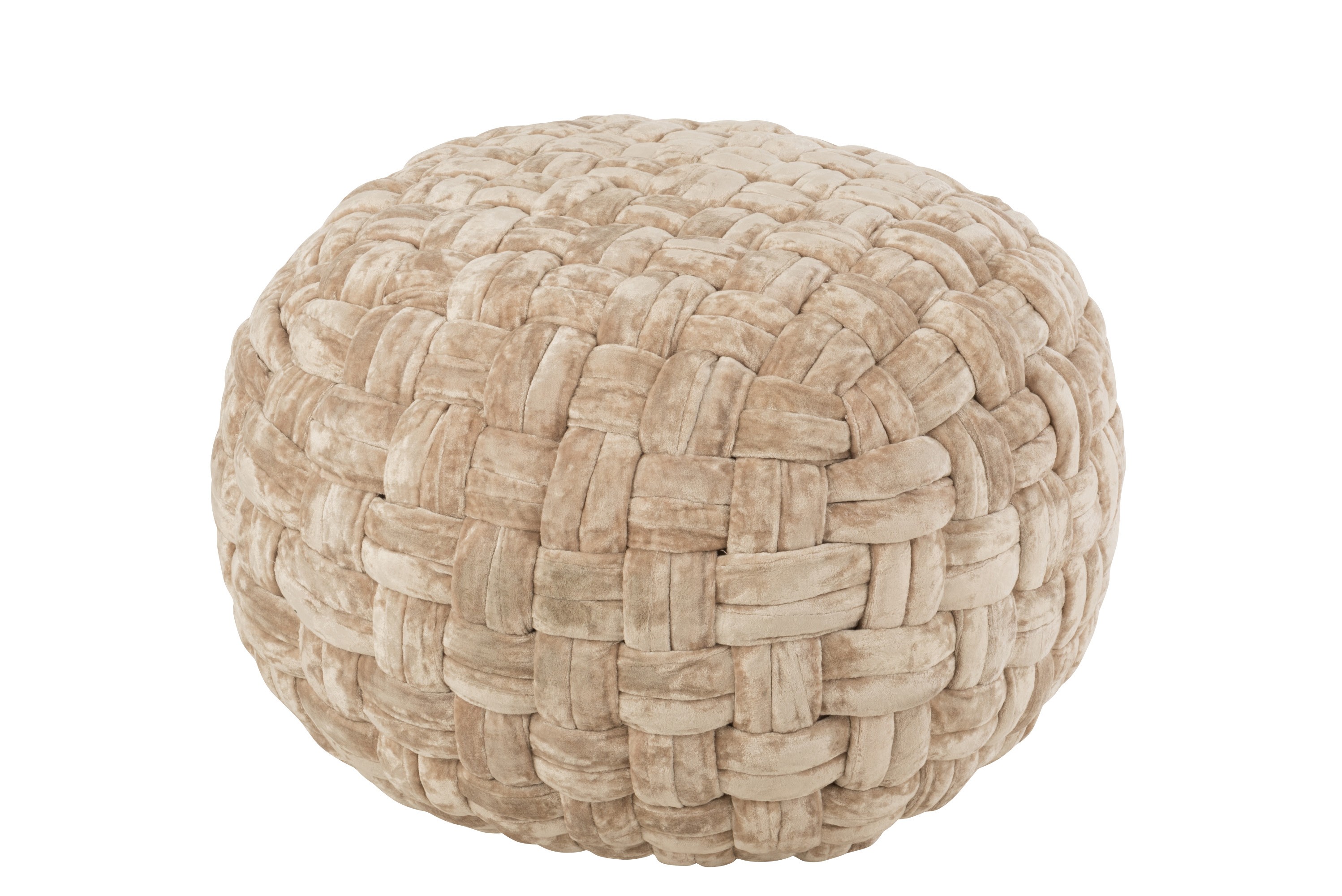 Béžový kulatý proplétaný puf Crocheted - Ø 48*35 cm