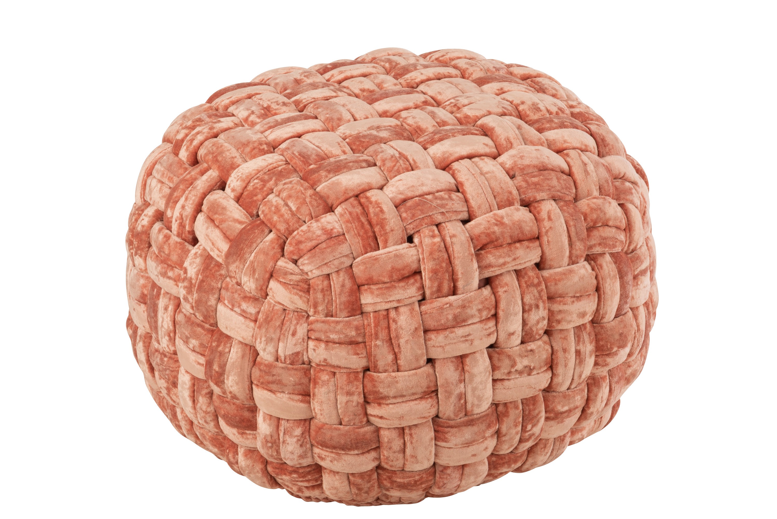 Růžovo-oranžový kulatý proplétaný puf Crocheted - Ø 48*35 cm J-Line by Jolipa