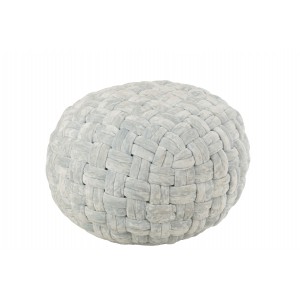 Světle modrý kulatý proplétaný puf Crocheted - Ø 48*35 cm