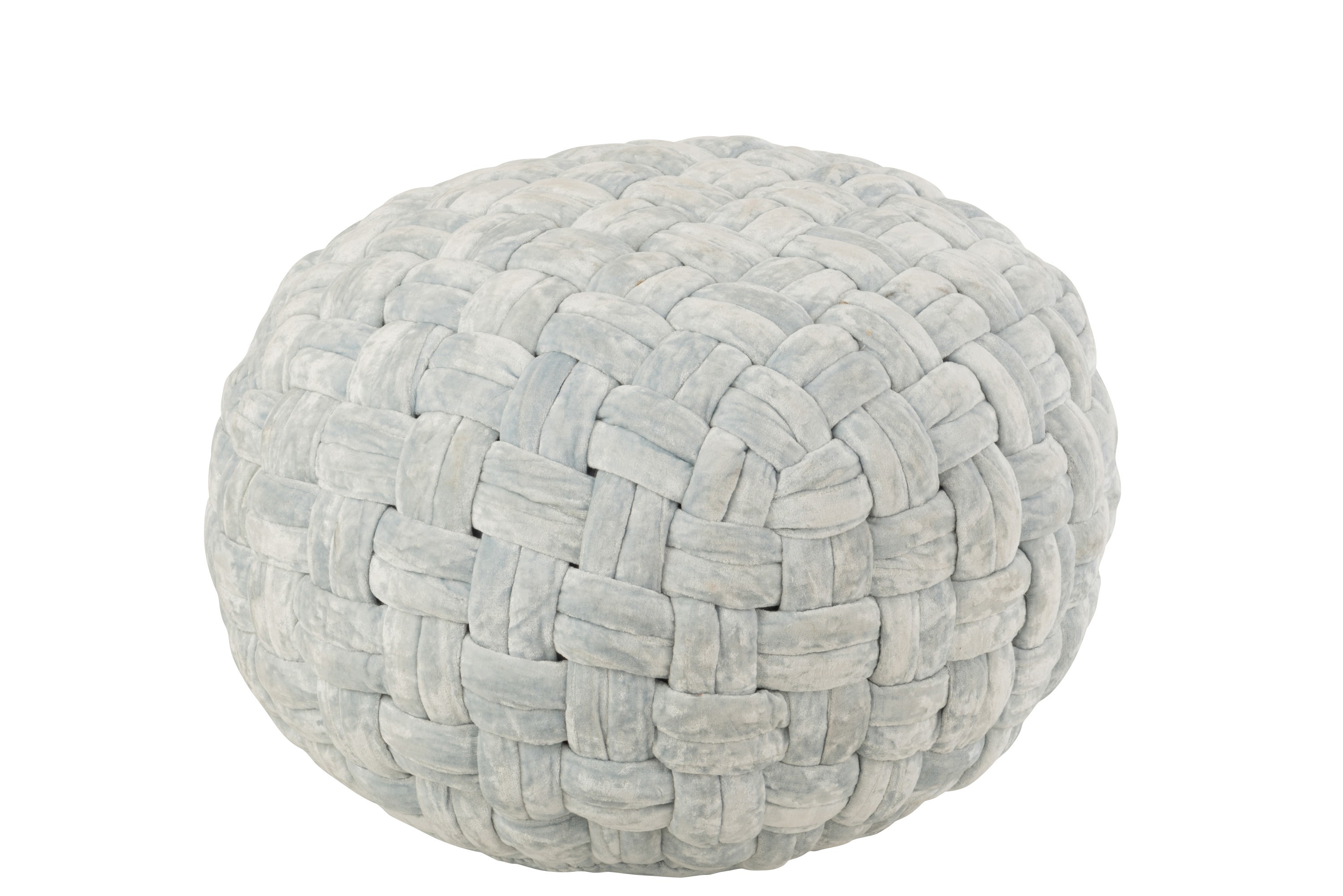 Světle modrý kulatý proplétaný puf Crocheted - Ø 48*35 cm
