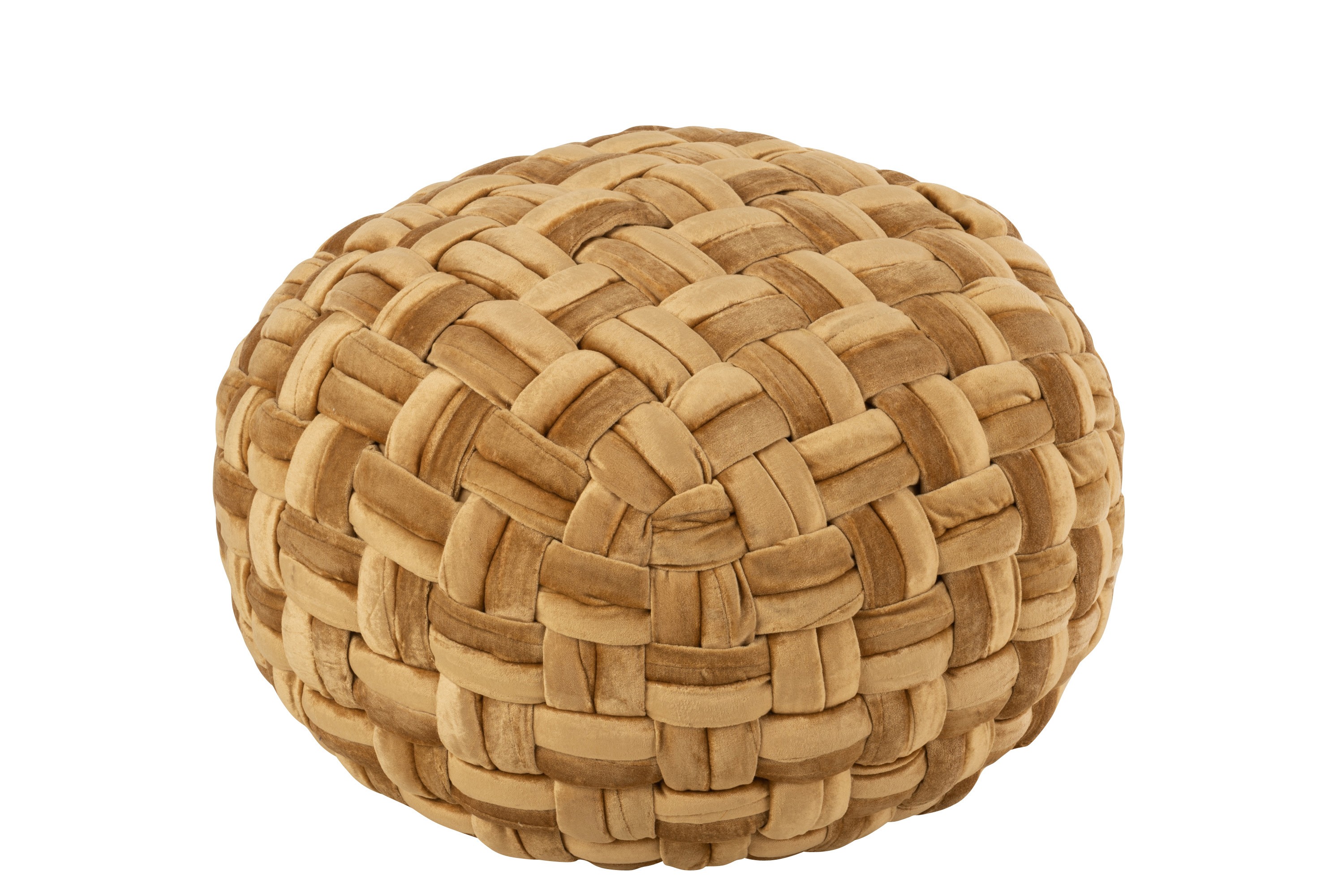 Zlatý kulatý proplétaný puf Crocheted - Ø 48*35 cm