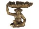 Zlatá dekorativní soška opice s podnosem ve tvaru listu - 21*17*19 cm