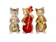 Dekorativní sošky 3 kočiček hrajících na hudební nástroje - 14*6*10 cm