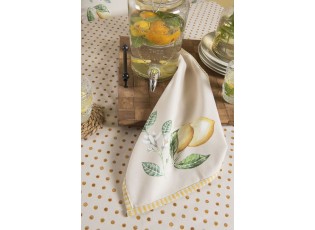 Bavlněná kuchyňská utěrka s citrony a puntíky Lemons & Leafs - 50*85 cm