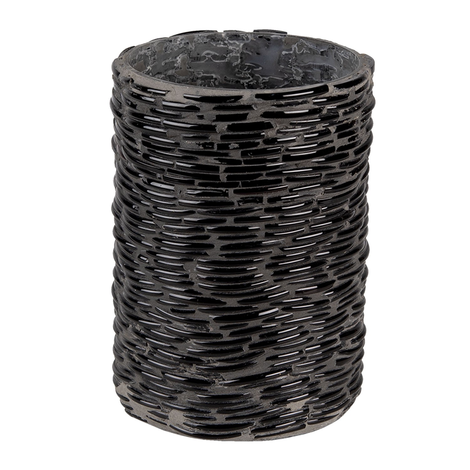 Černý skleněný svícen Black M - Ø 10*15 cm