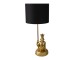 Zlatá stolní lampa s opicí a korunkou a černým stínidlem Monkey King - Ø 23*45 cm E27
