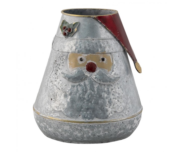 Vánoční kovový obal na květináč Santa M - Ø 20*21 cm