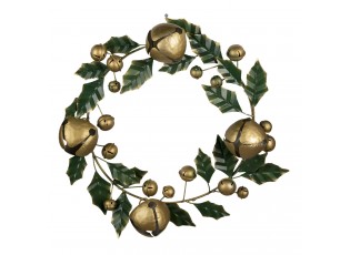 Vánoční kovový dekorativní věnec s rolničkami - Ø 48*9 cm