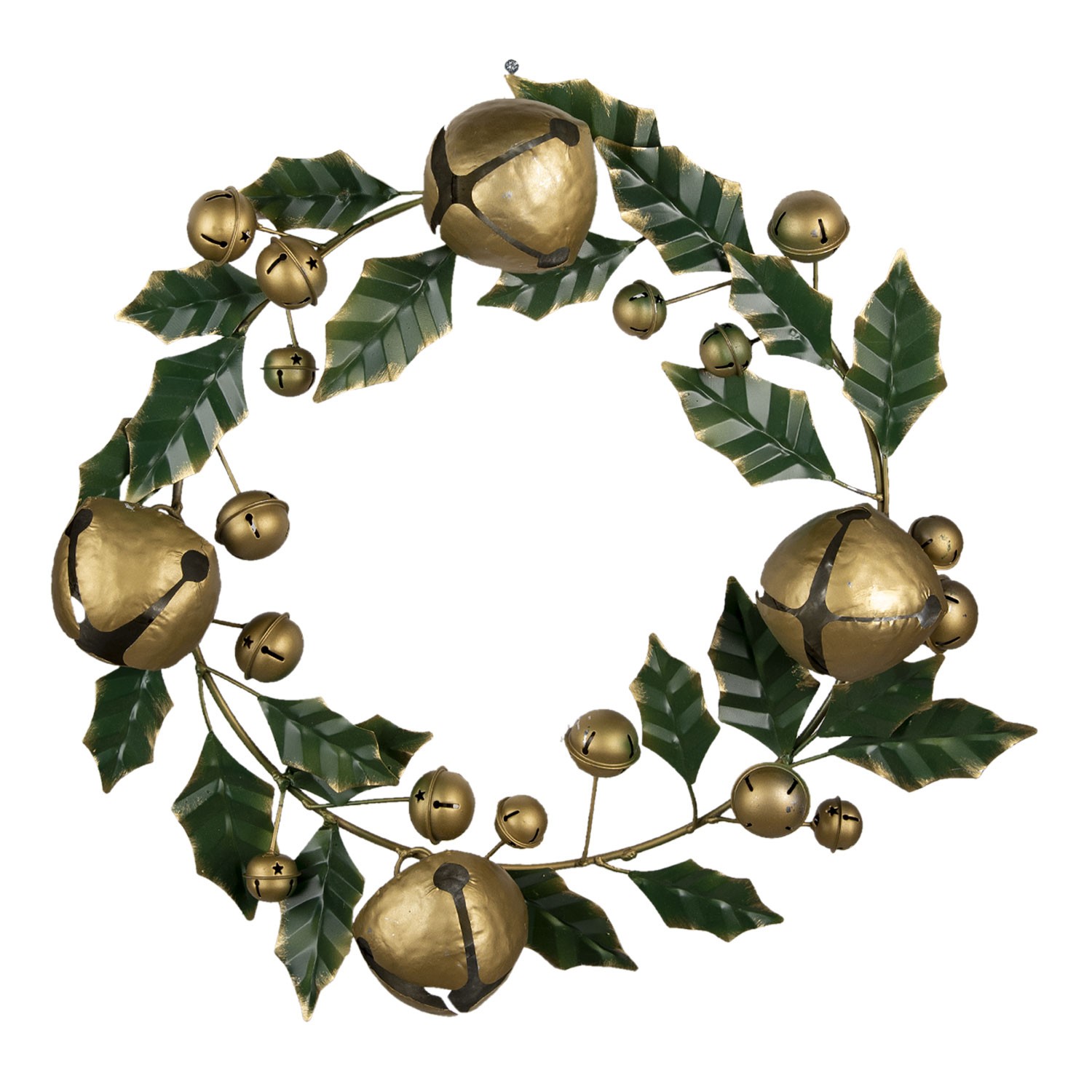 Vánoční kovový dekorativní věnec s rolničkami - Ø 48*9 cm Clayre & Eef