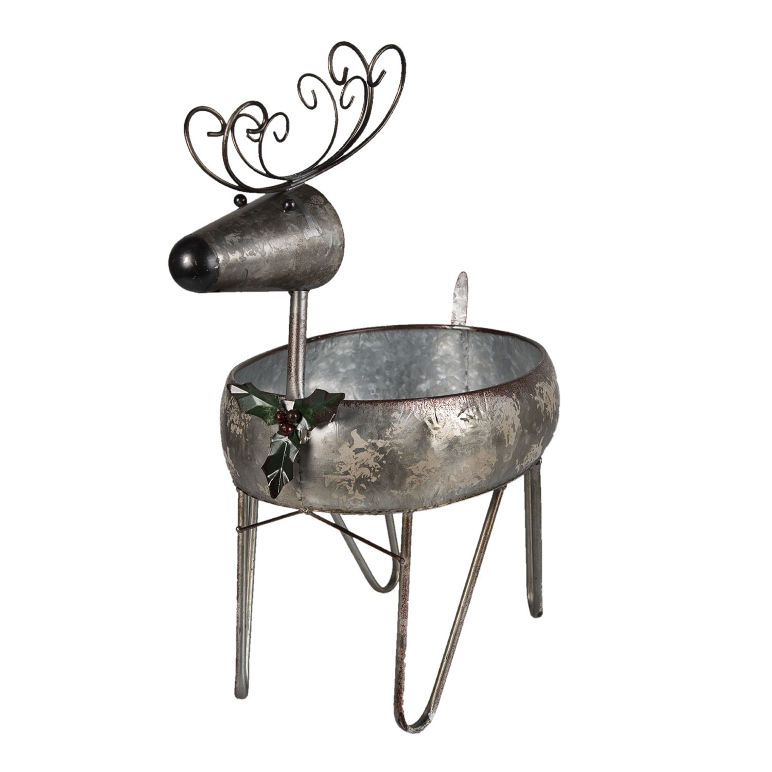 Kovový dekorativní stojan Vánoční Jelen na květináč - 35*28*54 cm 6Y4450