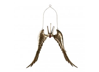Závěsná dekorace zlatých křídel s korunkou - 51*4*62 cm