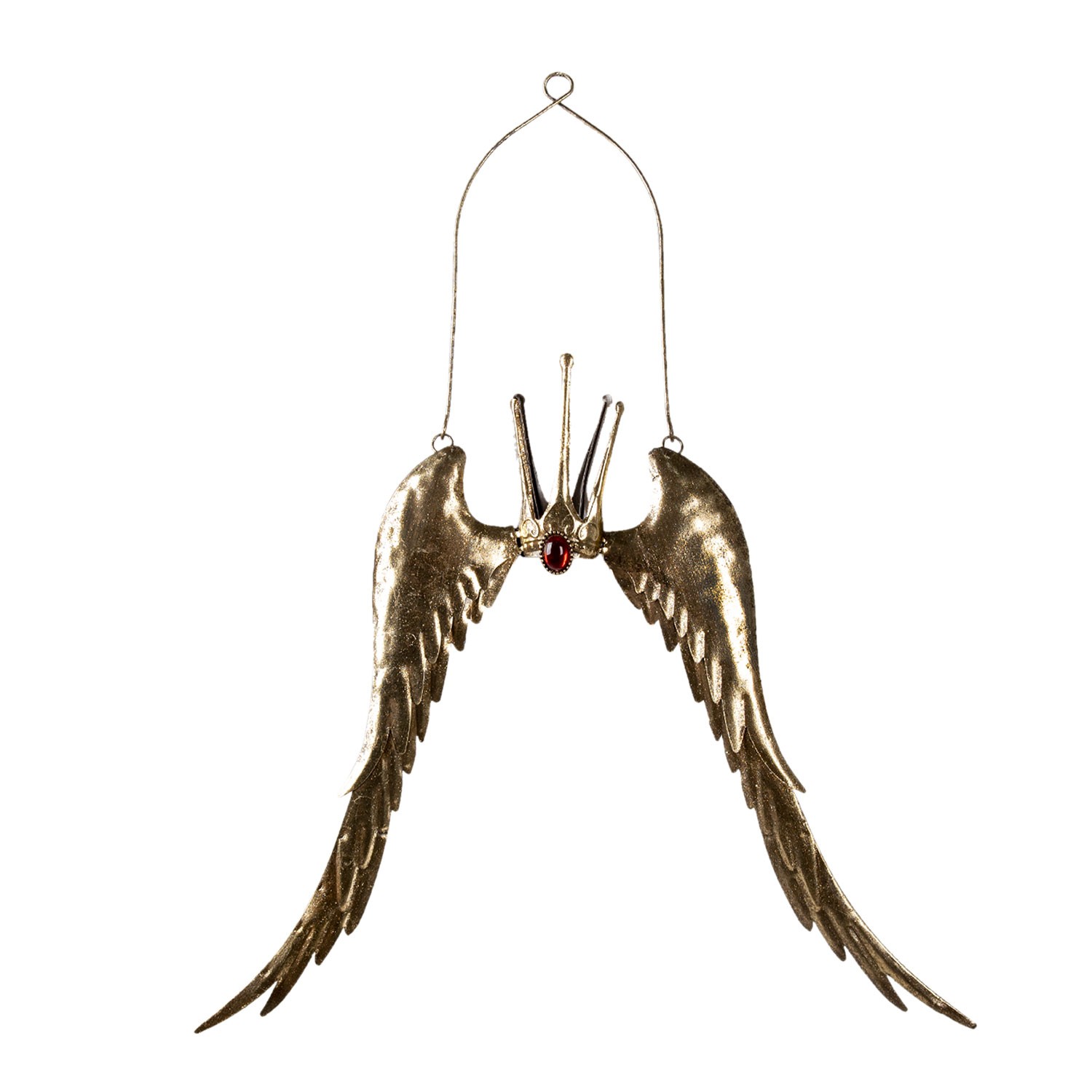 Závěsná dekorace zlatých křídel s korunkou - 51*4*62 cm Clayre & Eef