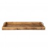 Hnědý dekorativní servírovací tác z recyklovaného dřeva s kovovými uchy - 70*31*7 cm Barva: hnědá se rzíMateriál: recyklované dřevo, kovHmotnost: 0,333 kg