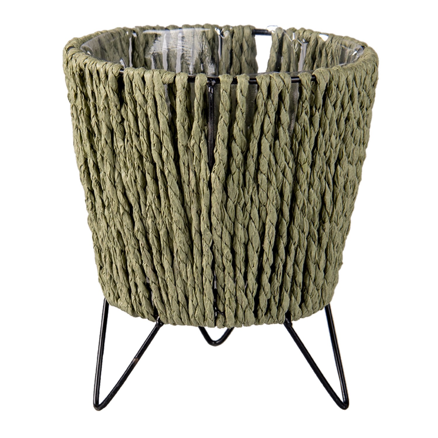 Pletený obal Bambo na kovových nohách na květiny - Ø 11*18 cm