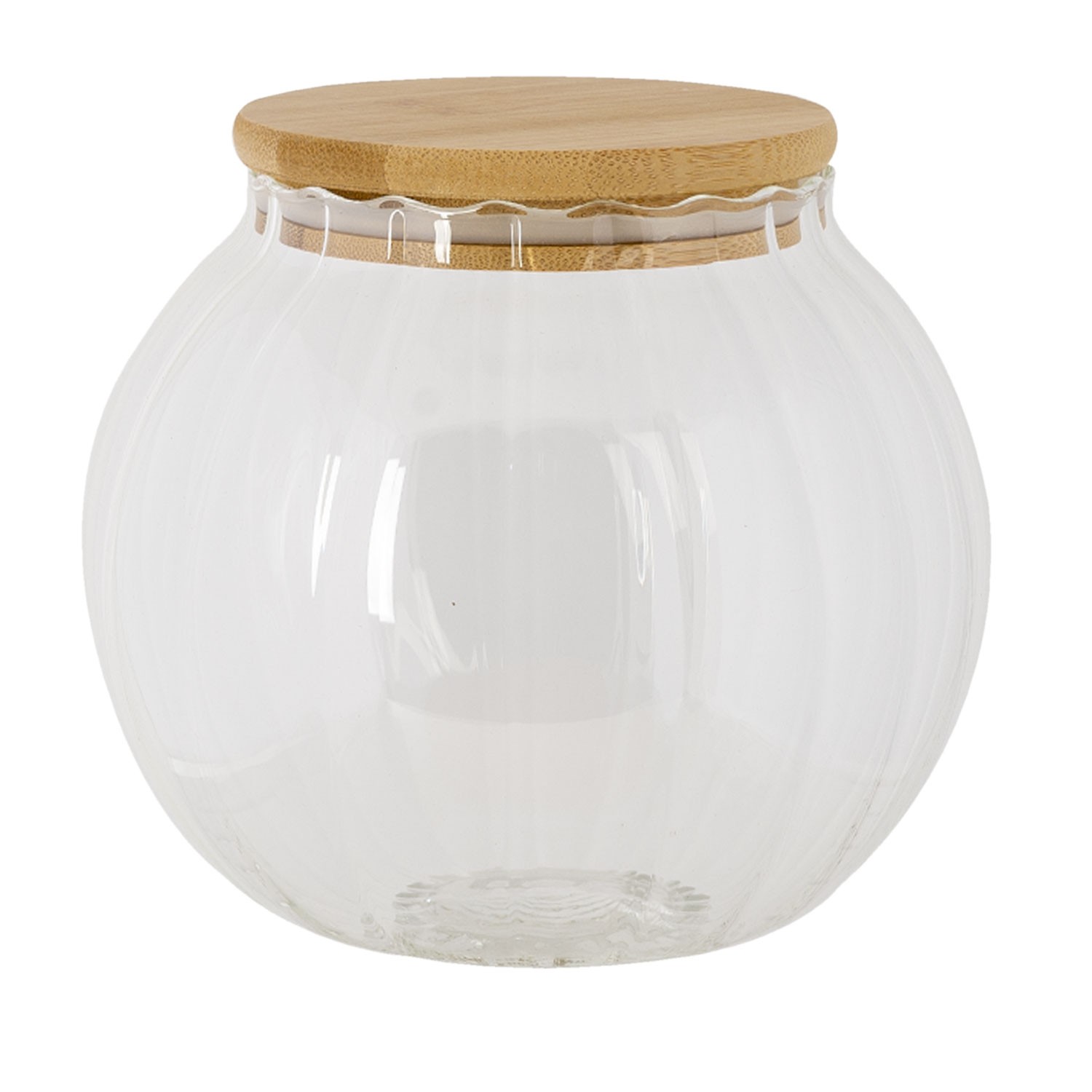 Skleněná baňatá dóza s víkem L - Ø 13*14 cm