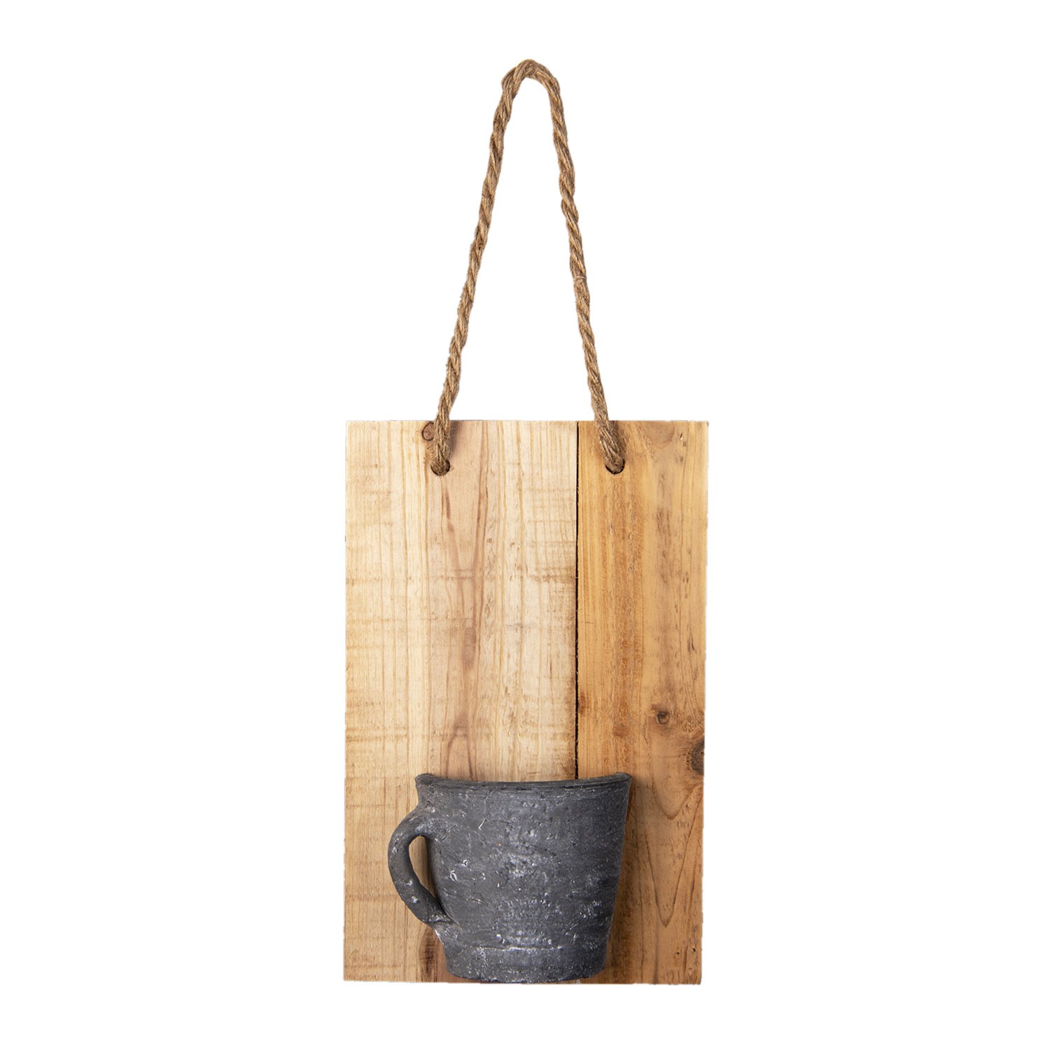 Závěsná dekorativní dřevěná deska s hrnečkem- 18*11*28 cm Clayre & Eef