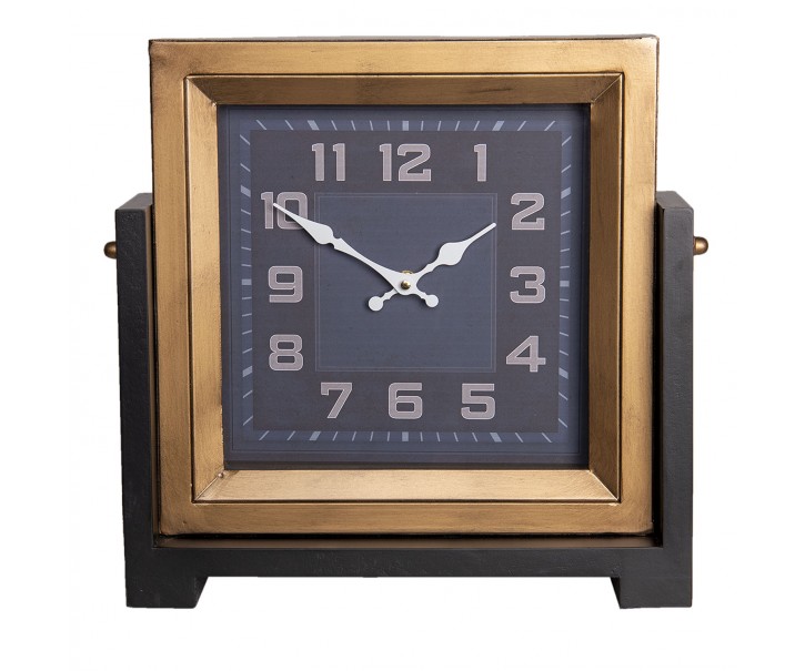 Zlato černé čtvercové stolní hodiny - 34*10*34 cm